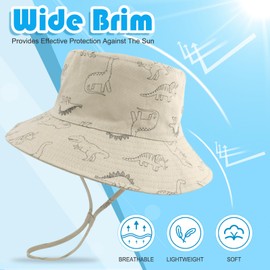 RAOEXI Baby Sun Protection Hat UPF50+ Toddler Girls Summer Bucket Boys Beach Hats Wide Brim Kids Play Hat Cap Outdoor (18.9''(6-12 Months), Khaki)