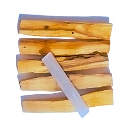 Healing Atlas | Palo Santo (Holy Wood) – 5 Sticks + Selenite | Energy Cleansing & Protection Kit | Kit de Limpieza Energética y Protección Espiritual (5)