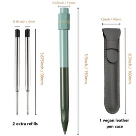 Y&I New Fidget Spinner Pen Kit, EDC Ballpoint Pen with Rotating Cap, 2 Ink Refills and A Pen Case, Fidget Pen Gift Set to Relieve Stress Anxiety, Creative EDC Gadget for Office School (Green)