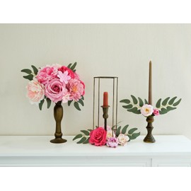 YiRonCins Artificial Flowers Pink Bouquets Box Set for DIY Bridal Wedding Shower Decorations Fake Floral Arrangements for Party Centerpieces Baby Shower Home Decor