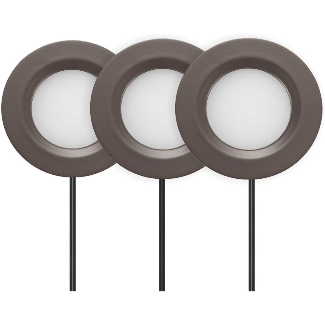 GETINLIGHT Dimmable LED Puck Lights Kit, Recessed or Surface Mount Design, Soft White 3000K, 12V, 2W (6W Total, 30W Equivalent), Bronze Finished, ETL Listed, (Pack of 3), IN-0102-3-BZ