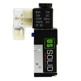 U.S. Solid 1/4inches NPT 3 Way 2 Position Pneumatic Electric Solenoid Valve DC 12 V