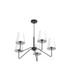 5-Light 30” Modern Chandelier with White Shades, Classic Pendant Ceiling