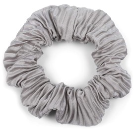styleBREAKER 04027014 Women's Hair Scrunchie Pleated with Bow in Retro Style Elastic Scrunchie Hair Band Light Grey