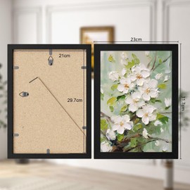 A4 Picture frames,Versatile Black Picture frame, A4 Poster Frame with Plexiglass and Mount, 21cm x 29.7cm Certificate Frame for Table Top and Wall Mounting
