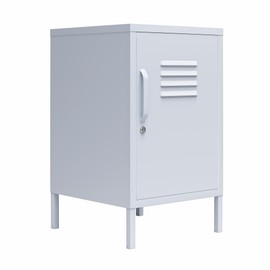 Novogratz Cache Metal Locker Style Living Room End Table, Powder Blue