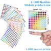20 Sheets 1 to 1000 Round Reflective Laser Number Stickers,