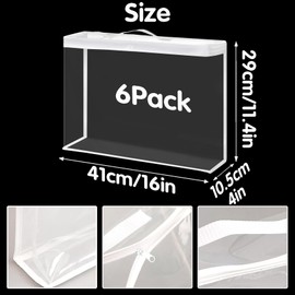 Reofrey 6 Pcs Clear PVC Toy Storage Bags with Zipper, 40x30x10cm Multi-Purpose Storage Bag with Handles, Toy Organizer Travel Bag Wash bag, Puzzle Storage, Clothes Bedding Cosmetic Organizer