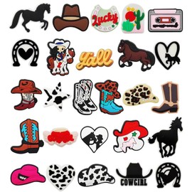 26 Pcs Cowgirl Shoe Charms Decoration, Horse Croc Charms, Cowgirl Shoe Accessories for Croc Clog Shoes, Western Charms Accessories for Kids, Teems, Boys, Girls, Adults