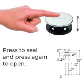 Pfister 972053A Push and Seal Pop-up Drain Assembly for Bathroom Sink, Polished Chrome