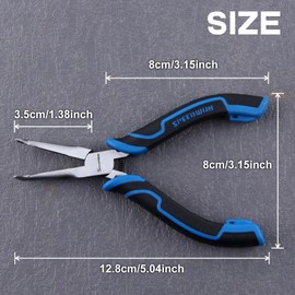 SPEEDWOX Bent Needle Nose Pliers with Serrated Jaw 45-Degree Bent Long Nose Pliers Tweezer Long Nose Pliers with Teeth Jewelry Making Pliers for Bending Gripping Needle Remover Pliers Fishing Pliers