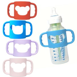 4 Pcs Baby Bottle Handles, Silicone Bottle Handles for Dr Brown Narrow Baby Bottles, Baby Bottle Holder with Easy Grip Handles to Hold Their Own Bottle, BPA Free