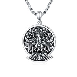 EIDERBO Eagles Necklace S925 Sterling Silver Eagle Pendant Rome Eagles SPQR Jewelry Gifts for Men