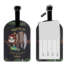 Nicokee Funny Sloth Luggage Tag Travel ID Label Leather for Baggage Suitcase Travel Accessories Bag Carry-On Name Tag - 1 pack