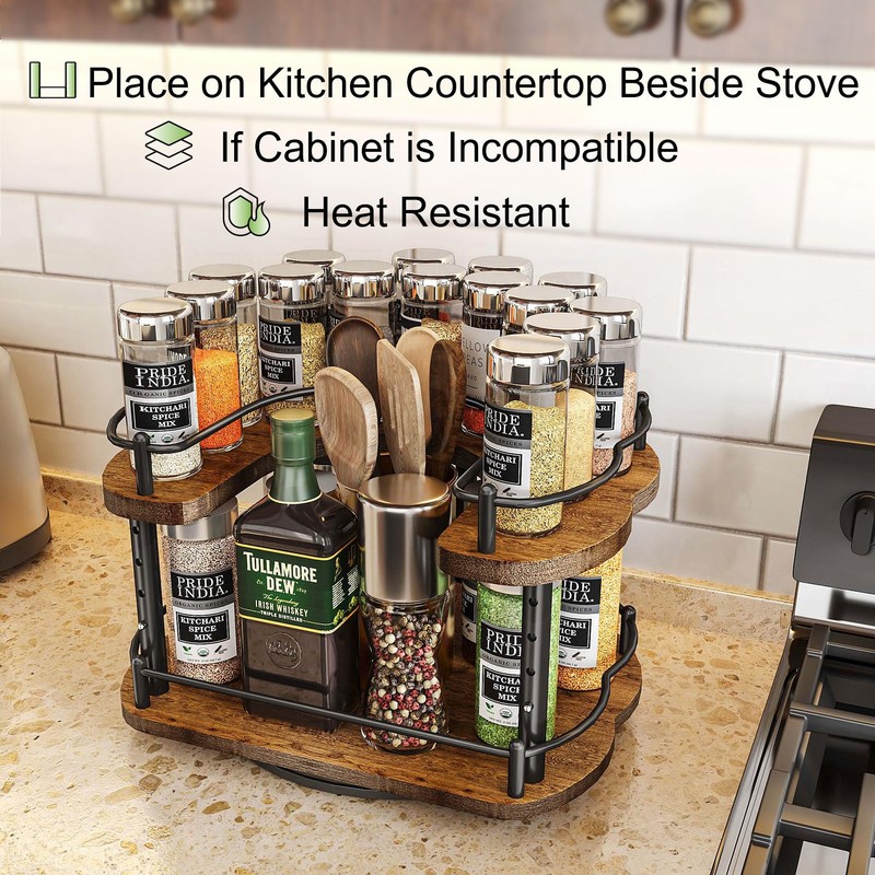 Lazy Susan Organizer Spice Rack - Spice Organization for Cabinet