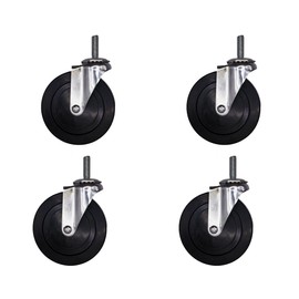 IconCasterWheels 5” Light Duty Threaded Steam Caster | Soft Rubber Wheel | Threaded Stem 1/2-13" x 1-1/2" | Load Capacity 150 LBS Per Caster | Set of 4