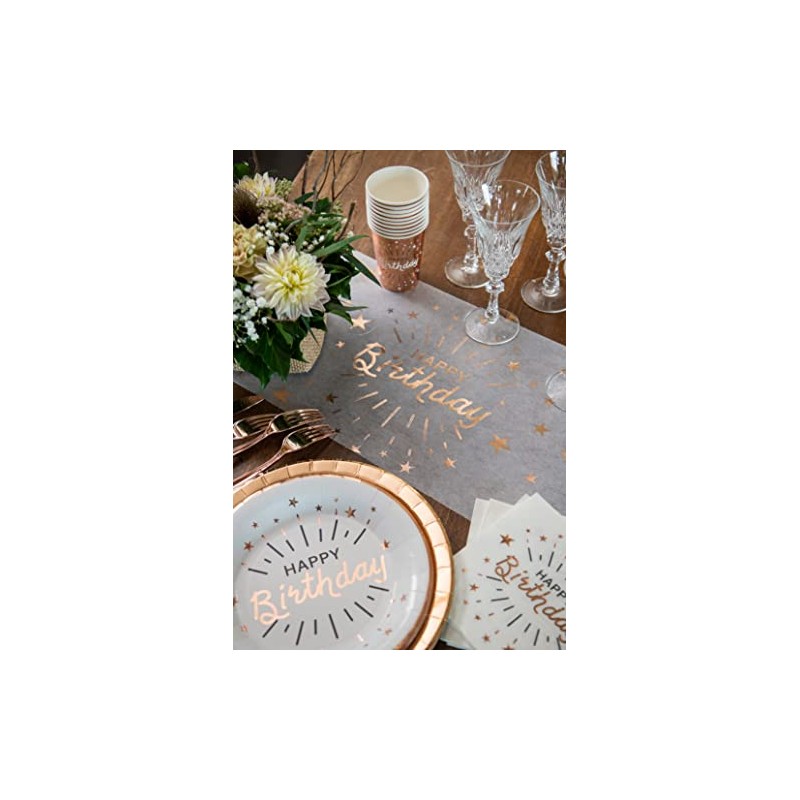 Happy Birthday Table Runner 30 cm x 5 m Rose