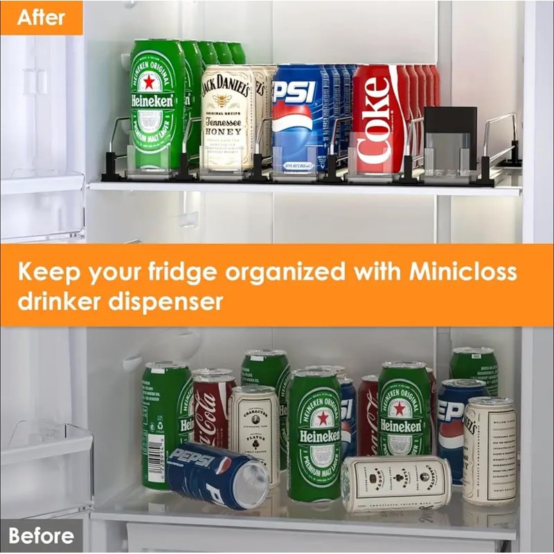Soda Can Dispenser for Refrigerator, Automatic Drink Dispenser That Accommodates