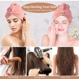 Domxies Microfiber Hair Towel Wrap, Hair Drying Towel, Ultra Absorbent Fast Drying Hair Towel Wraps for Wet Hair, Long, Curly, Thick, Frizzy Hair (Grey)