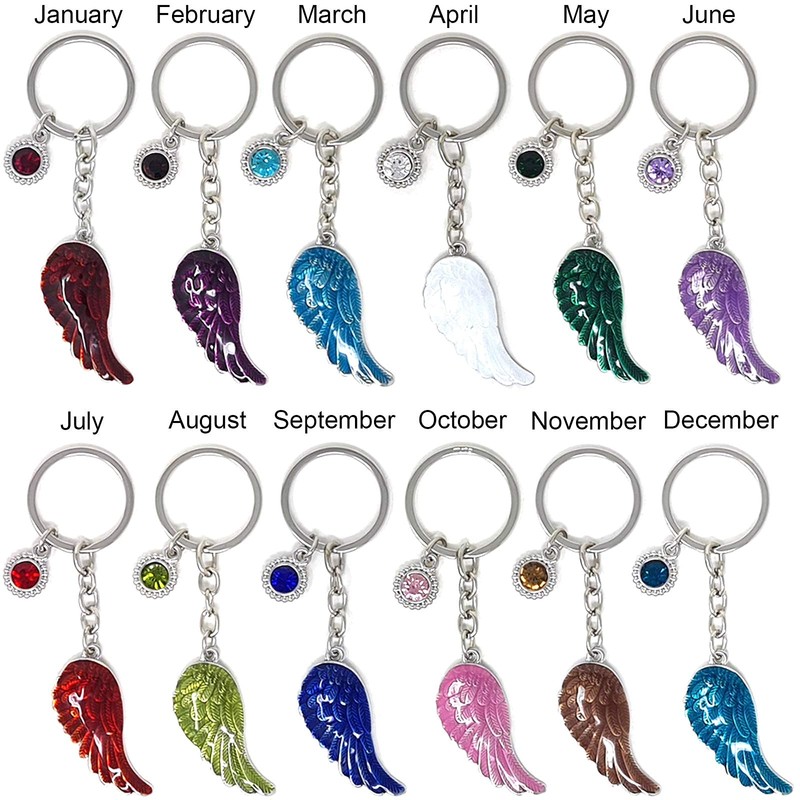 The Leonardo Collection Guardian Angel Wing Birthstone Keyring Birthday Month