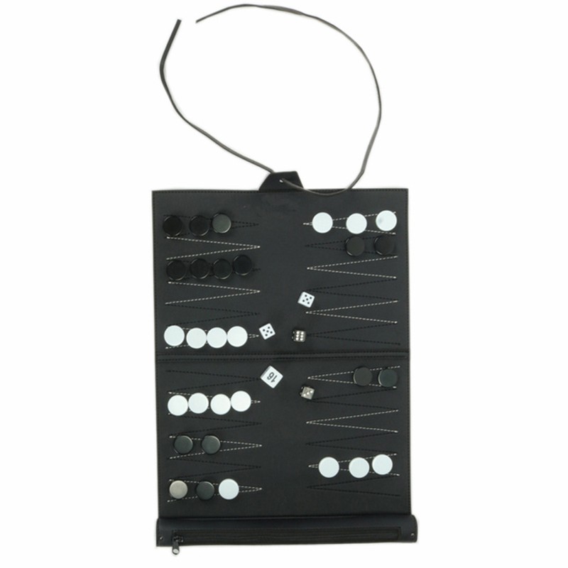 Portable Backgammon with PU Leather Chess Board Foldable Backgammon Board