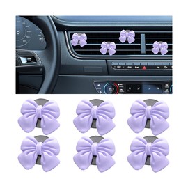 BELOMI Car Vent Clips, 6PCS Bow Auto Air Conditioning Outlet Clamps, Cute Coquette Ventilation Vehicle Interior Decoration Charm for Women Girl, Universal Automotive Accessories(Purple)