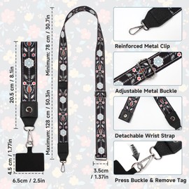 FUVLIFE Phone Lanyard Crossbody Wrist Strap, Adjustable Clip and Go Strap for Phone with Wallet Crossbody, Universal Hands-Free Phone Strap with Zippered Pouch for All Cell Phones (Color-7)