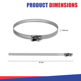Stainless Steel Mounting Strap 16in | Heavy Duty Metal for Pipe and Cable Support | Rust-Resistant 16 Inch for Industrial and Commercial Use | Durable Mounting Solution