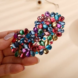 Jumwrit Rhinestone Hair Barrette Vintage Flower Hair Clip Shiny Love Heart Hairpin No Slip Ponytail Holder Slide Clip French Decorative Hair Accessories Wedding Hair Jewelry for Women Girls(Colorful)