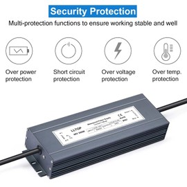 LLTOP 48v DC Power Supply 300w 6.25A Waterproof AC110v/120v to 48vdc Converter Constant Voltage Outdoor Transformer for Pump Humidifier LED Lights