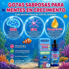 Gwynne Dha Xtra Gotas 60ml,berry Punch Para Niños - 880 Mg Total Omega-3 Con Epa Y Dha - Función Cognitiva E Inmune, Aprendizaje,desarrollo Social,48 