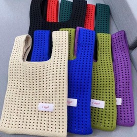 Mini Knit Mesh Wrist Tote Bag Wrist Bag Beige 2ea