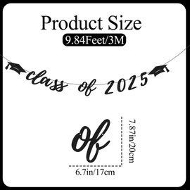 Class of 2025 Banner 2025 Graduation Decorations – Pre-Strung Glitter Class of 2025 Banner for Graduation Party Supplies for High School, College, Kindergarten, Indoor Outdoor Grad Party Décor