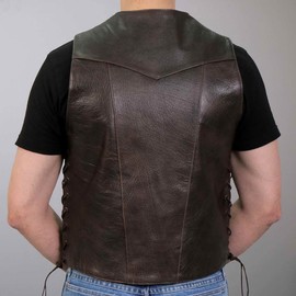 Hot Leathers VSM1040 Men's Retro Brown 'Side Lace' Club Leather Vest - 3X-Large