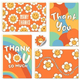 Thank You Cards with Envelopes Cute Kids Graduation, Pop Color Thank You Notes with Envelopes 48PCS for Teachers Kids, Assorted Fun Thank You Cards Bulk Sunflower Thank You Cards Baby Shower