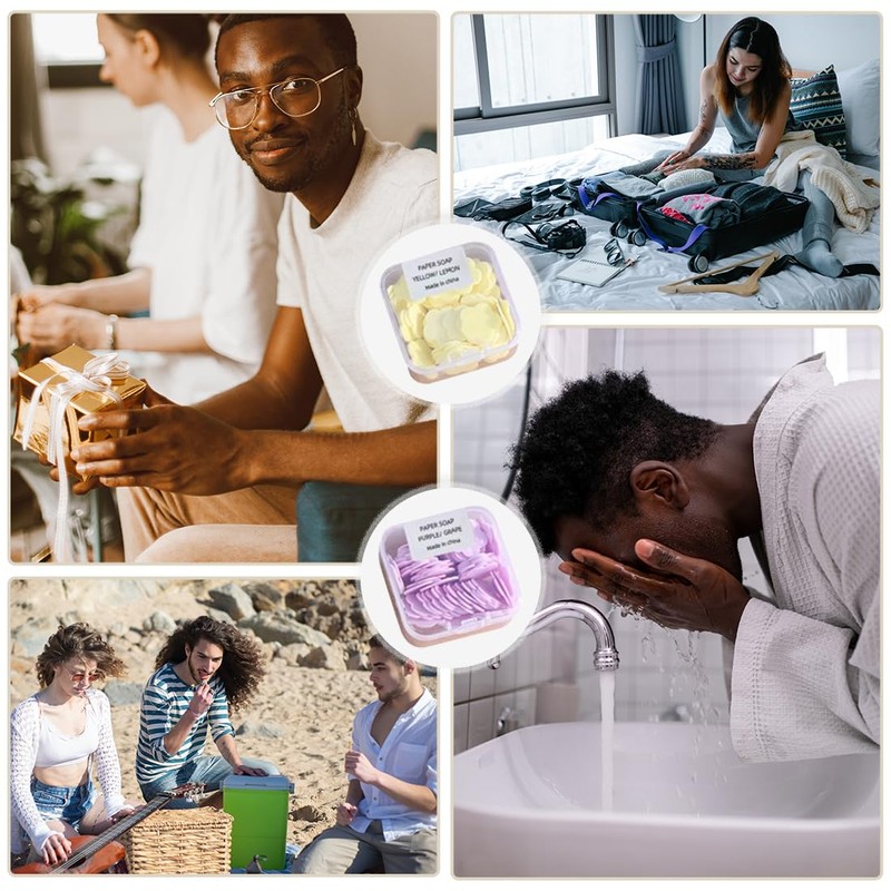 GXGM 5 Boxes Disposable Soap Tablets, Soap Sheets, Portable Mini