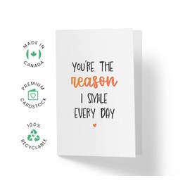 Karto Sweet Birthday Card for Husband Wife Him Her - Large 5.5 x 8.5 inch Boyfriend Girlfriend Birthday Cards - Reason I Smile