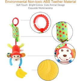 Evance Pram Toy, 4 Pieces Hanging Rattle Toy, Baby Hanging Toy, Newborn Car Seat Toy for 0, 3, 6, 9, 12 Months Baby, Car Seats, Cots and Prams Suitable