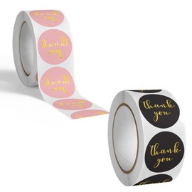 1000 Thank You Stickers Roll – 2.5cm/1inch Round Kraft Paper Labels with Heart Design for Packaging, Envelope Seals, and Gift Wrapping