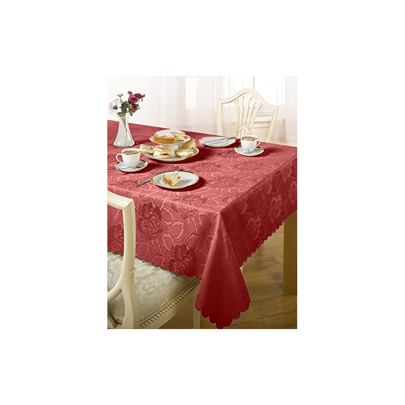 Emma Barclay Damask Rose - Jacquard Table Cloth in Wine
