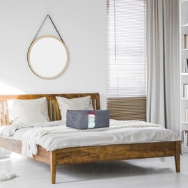 Relaxdays Zipped Storage Bag, Bedding and Clothes, Underbed Storage Bag, H30 x D60 x 45 cm, Grey