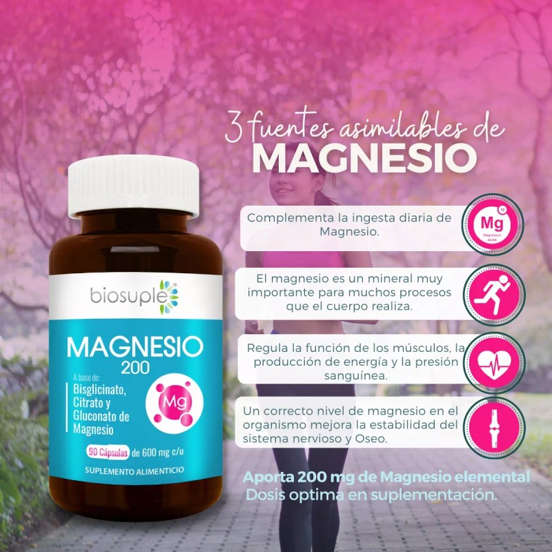 Biosuple Complejo Triple Magnesio Biosuple Suplemento 90cap 600mg