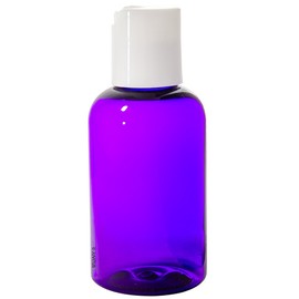 Purple 2 oz Boston Round PET (BPA Free) Plastic Bottle with White Disc Cap Dispenser (6 pack) + Labels