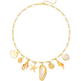 SUBANG 1 Piece Gold Seashell Necklace for Women Shell Starfish Conch Charm Necklaces Boho Pendant Necklace Summer Beach Fashion Jewelry for Women