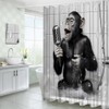 YOZSLGU Funny Monkey Shower Curtain Black White Animal Singing in