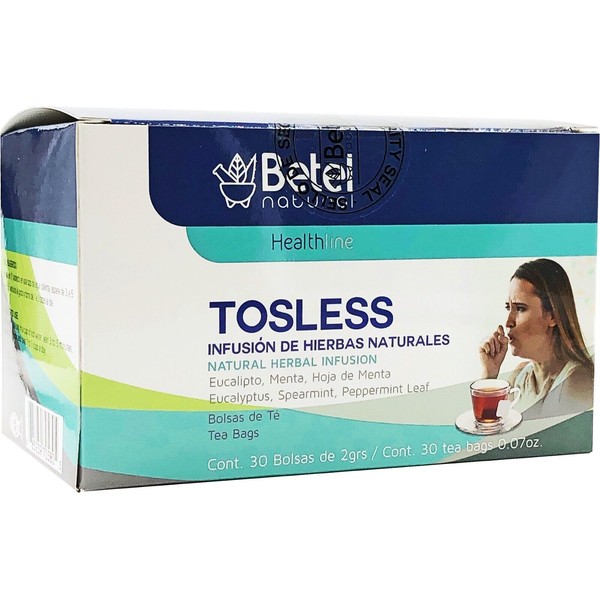 Tosless Tea - All Natural Aid for Cold and Cough - 24 Tea Bags - Betel Natural 