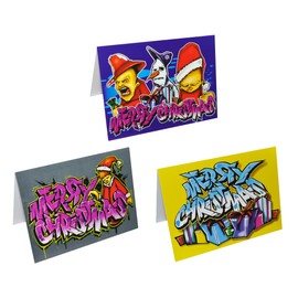 Christmas Cards Street Graffiti Art Unique Greeting Xmas Holiday Letter Envelope (Mixed Pack Of 10)