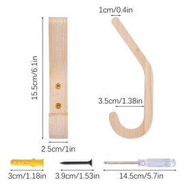 MOAMUN 4PC Wooden Coat Hooks, Natural Oak Wood Hooks, Heavy Duty Wall Mounted Hooks, Decorative Vintage Wood Wall Hooks for Hanging Coats, Key, Cap, Scarf, Bag, Towel