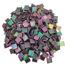 320PCS Square Iridescent Stained Glass Mosaic Tiles, 1.1LB Mosaic Tiles for DIY Crafts, 0.6" Bright Mosaic Glass Pieces for Art Craft and Home Decorations (Iridescent Purple F532, 0.6")