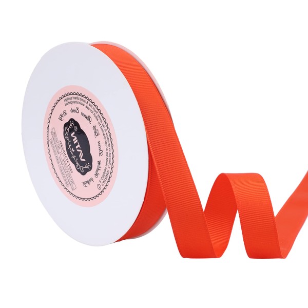 VATIN Autum Orange Grosgrain Ribbon, 5/8" x Continuous 50 Yards,